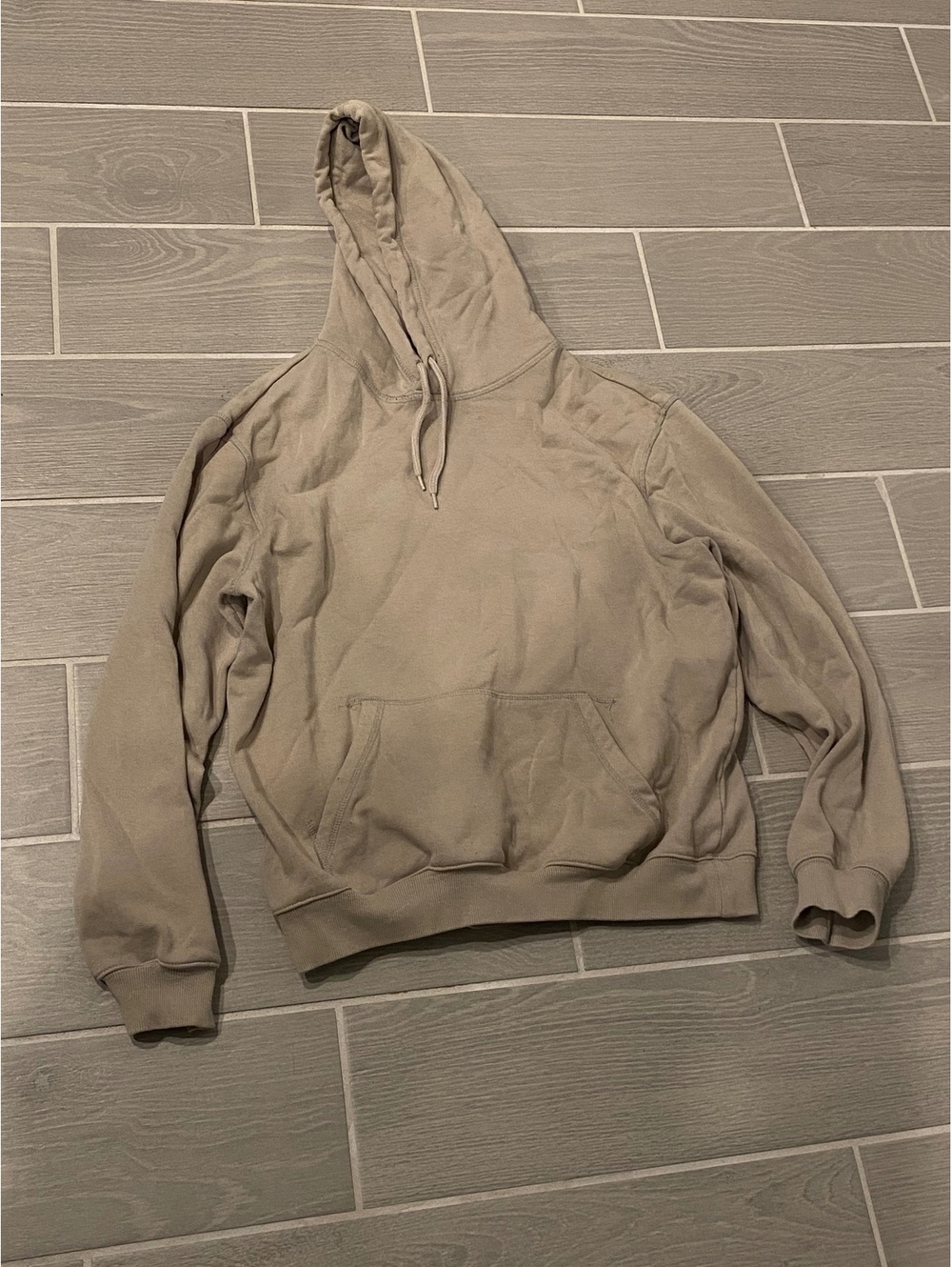 H&M Relaxed Fit Hoodie Sweatshirt in Beige, Size M